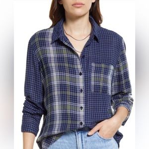 Treasure & Bond Mixed Plaid Cotton Boyfriend Shirt